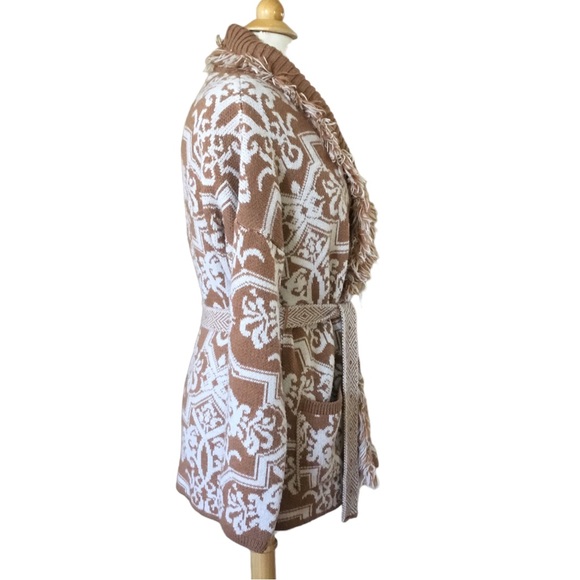 Anthropologie Akemi + Kin Fringed Intarsia Cardigan Sweater - Picture 6 of 15
